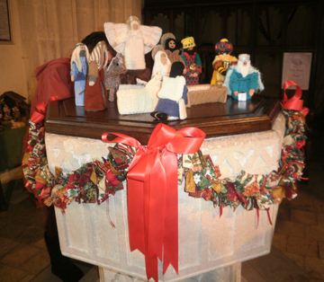 Church Font decorated with Christmas Swags