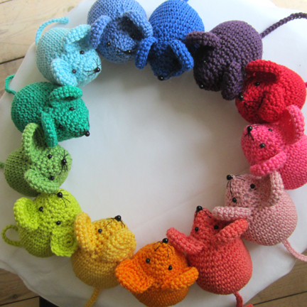 a ring of crochet mice