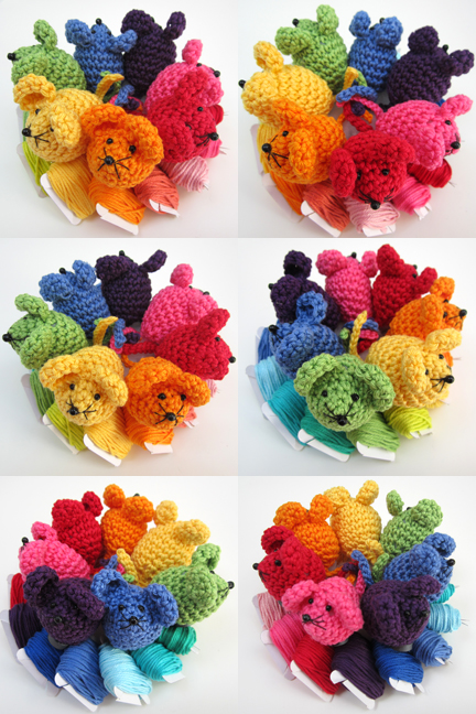 groups of crochet Mini Mice