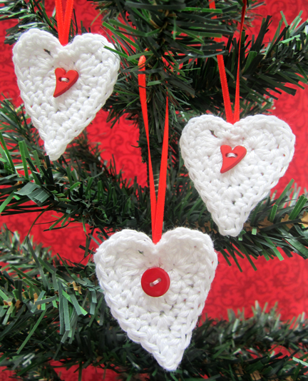 crochet heart Christmas decorations
