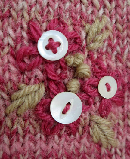 wool embroidery with buttons