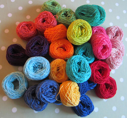 cotton yarn in Planet Penny rainbow colours