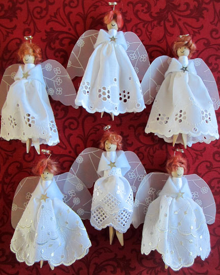 Dolly peg angels for Angels and Light Festival