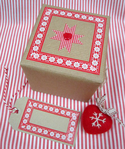 Red and White paper tape/Brown paper wrap - Advent Calender Day 1