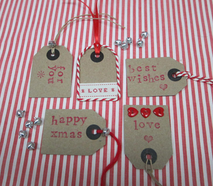 Brown decorated tags for Advent Calendar