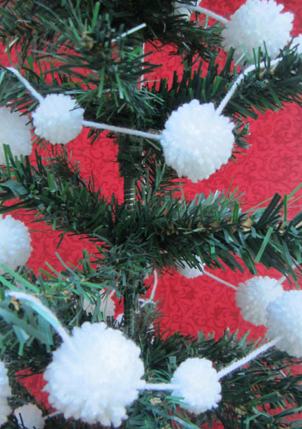 Pompoms on tree Advent Calenday Day Ten
