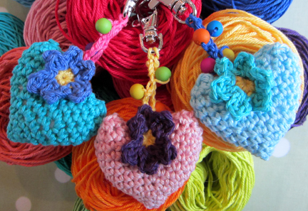 crochet hearts on clip
