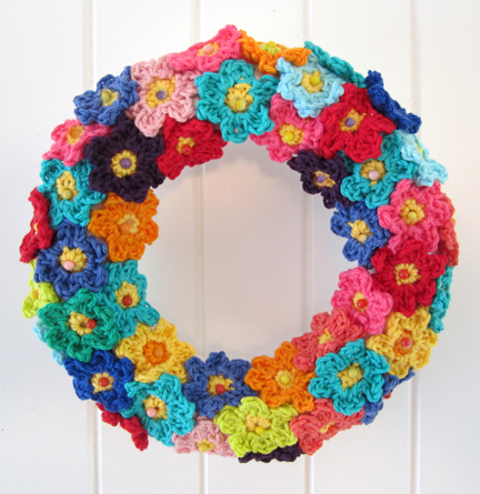 ring of crochet flowers