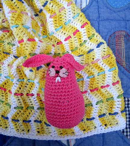 ripple blanket and crochet bunny - Planet Penny Cotton Club yarn