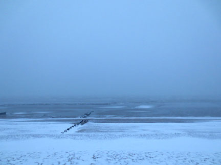 seaside in the snow