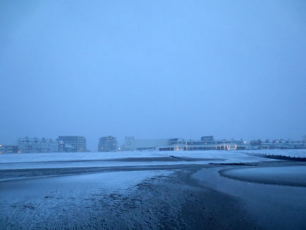 snow at seaside Bexhill
