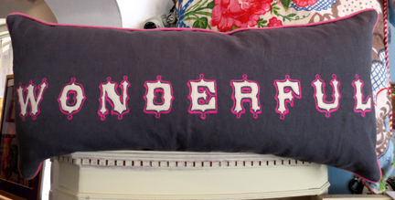 cushion embroidered with Wonderful - Serendipity