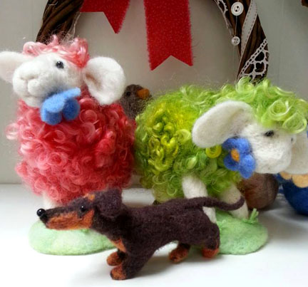 needlefelt dachshund & needlefelt sheep