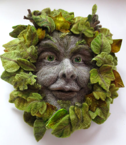 Needlefelt sculpture - Green Man - English Folklore