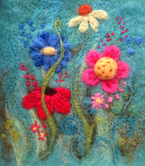 Needlefelt with embroidery