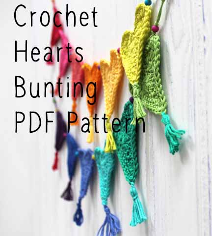 Crochet Heart Bunting free PDF pattern
