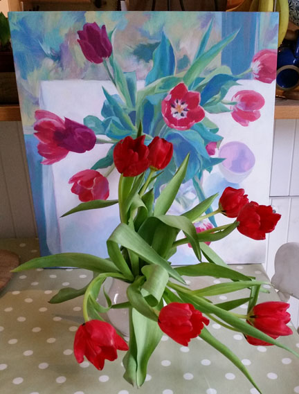 tulips and painting for Happy Friday