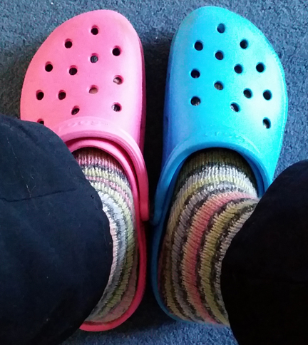 Pink & Blue Crocs for Happy Friday