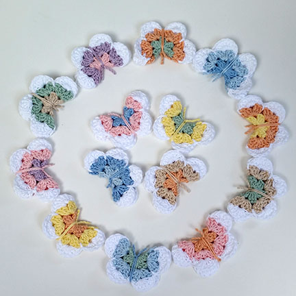 Crochet Butterfly & Flower Mobile - pattern & cotton yarn from Planet Penny