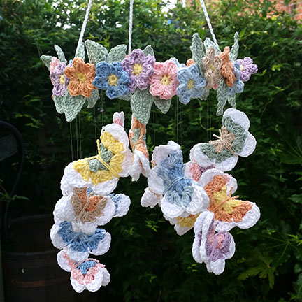Crochet Butterfly & Flower Mobile made in Planet Penny Cotton Pastels _PDF pattern & yarn - Planet Penny