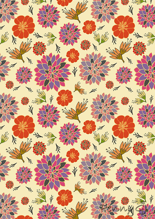 Autumn Colours Bold Flower Pattern - Penny GJ